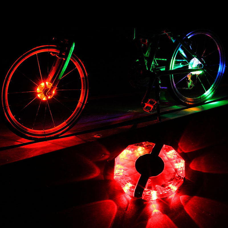NEW 1pcs Hubs Spoke Wheel Mtb Bike Night Cycling Waterproof Front Tail Led Lamp Bike Accessories
