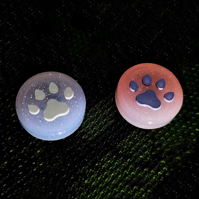 NEW 4 Pcs For Switch Ns Oled Lite Cat Claw Glitter Rocker Cap Silicone Protective Cover Epoxy Purple Cute