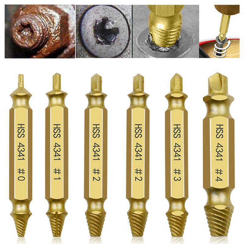 NEW 【Innovative design】6pcs Screw Extractor Speed Out Drill Bits Tool Box Double Side Durable Broken Bolt Remover Screw High Strength herramientas