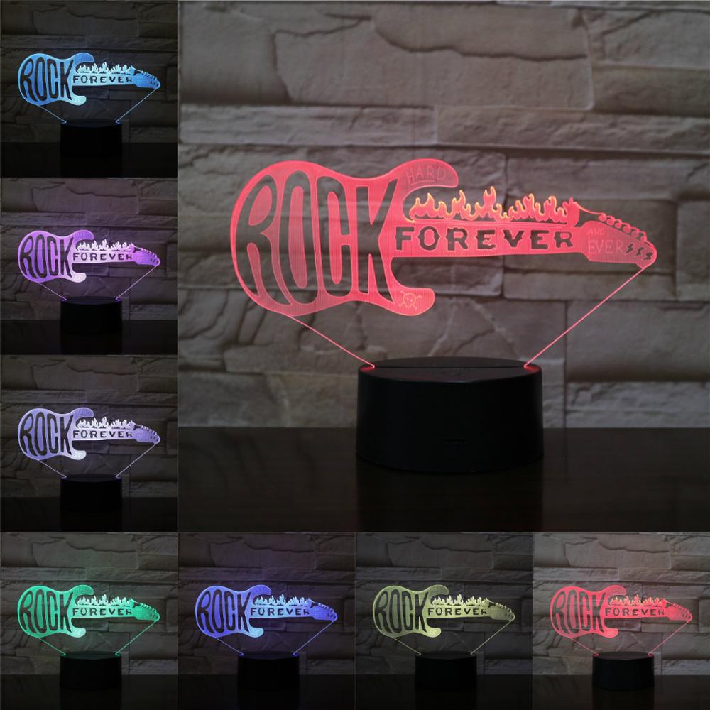 NEW 【Innovative design】Rock Guitar Light 3D Multicoloured LED Lamp Kids Holiday Gifts Musical Instrument Lamp Mood Desk Table Night Light Bar Decor