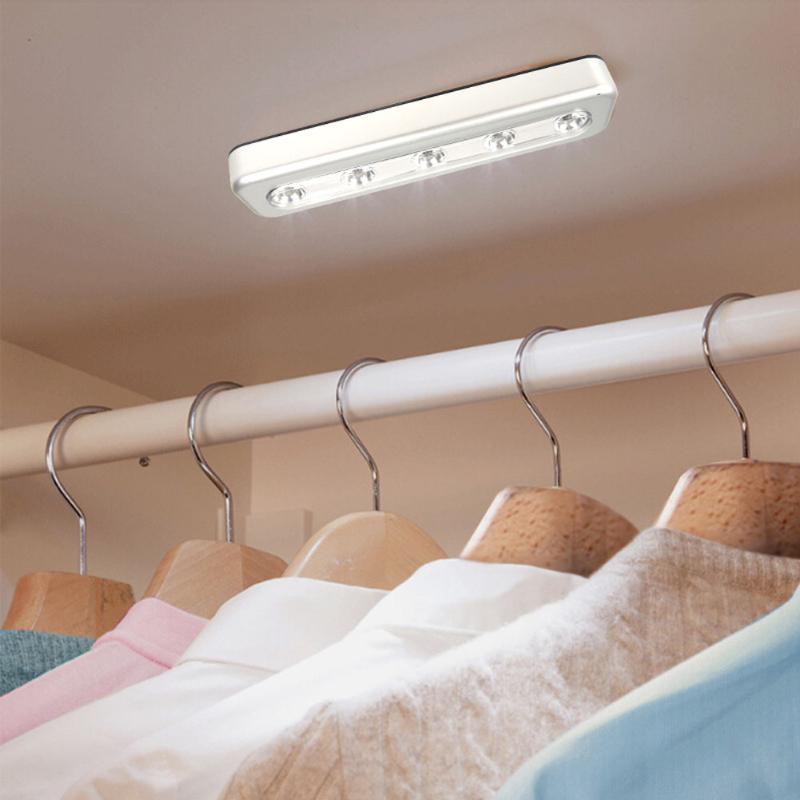 NEW 【Innovative design】Mini LED Tap Lights 5 LEDs Self-Stick Wireless Wall Lamp Emergency Wardrobe Cabinet Push Night Light Closet Light