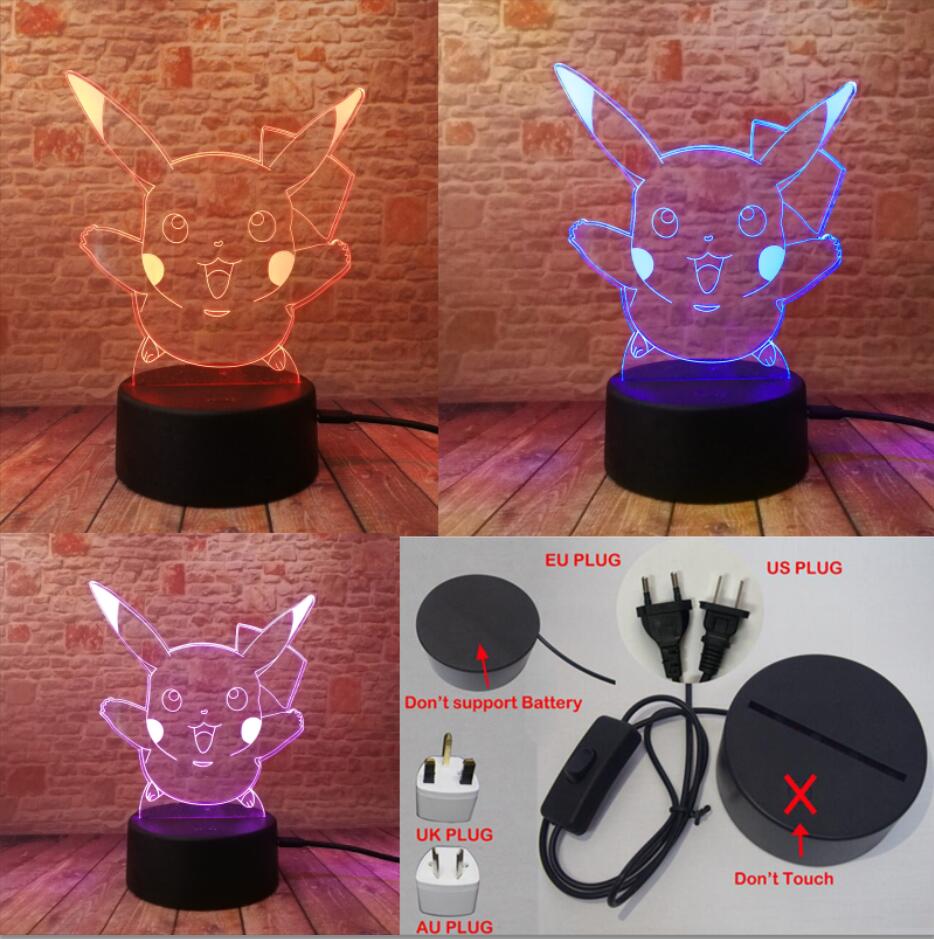 NEW 【Innovative design】Hot Pokemons Go Game Christmas Xmas Pikachu LED Night Lamp with 7 Colors Change Auto Holiday Xmas Gifts Child Toys Drop Shipping