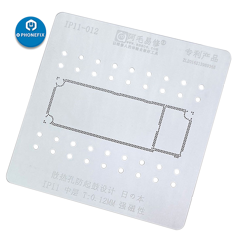 NEW 【Innovative design】AMAOE Reballing Stencil for iPhone 11Pro MAX A13 CPU BGA Reballing for iPhone Repair Tin Planting Net Soldering Steel Net