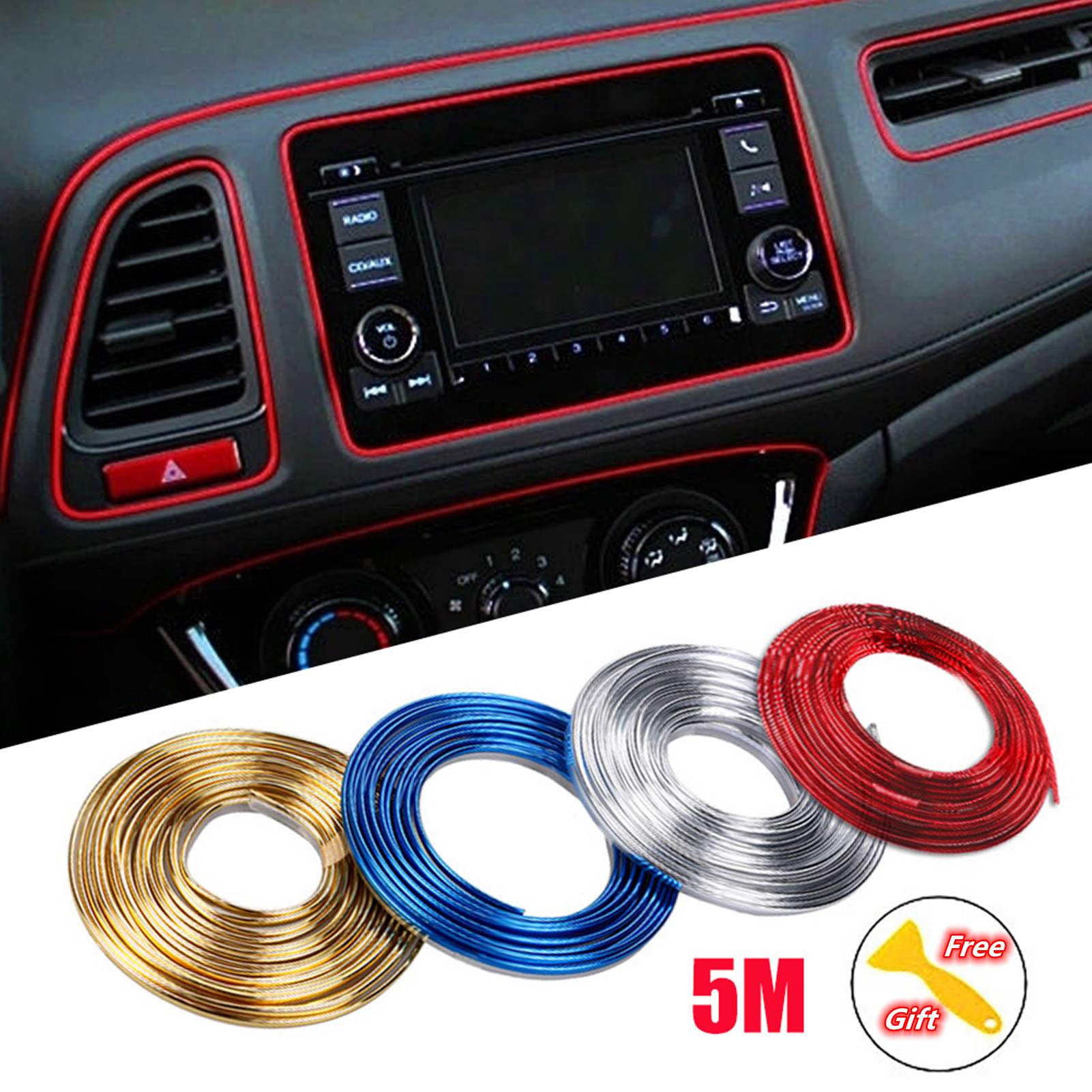 NEW 【Innovative design】5m Auto Moulding Trim Car Interior Decorative Strips Line For Volkswagen Vw Golf 4 6 7 Gti Tiguan Passat B5 B6 B7 Cc Jetta Mk5