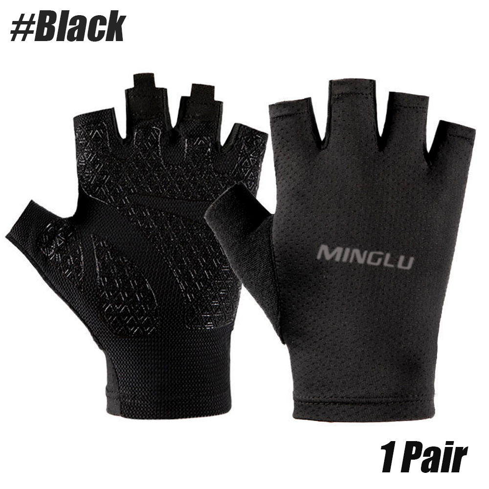 HOT 【LATS Store】1Pair Silicone Non-Slip Half Finger Fishing Gloves Women Breathable Summer Sports Gym Fitness Cycling Fish Glove