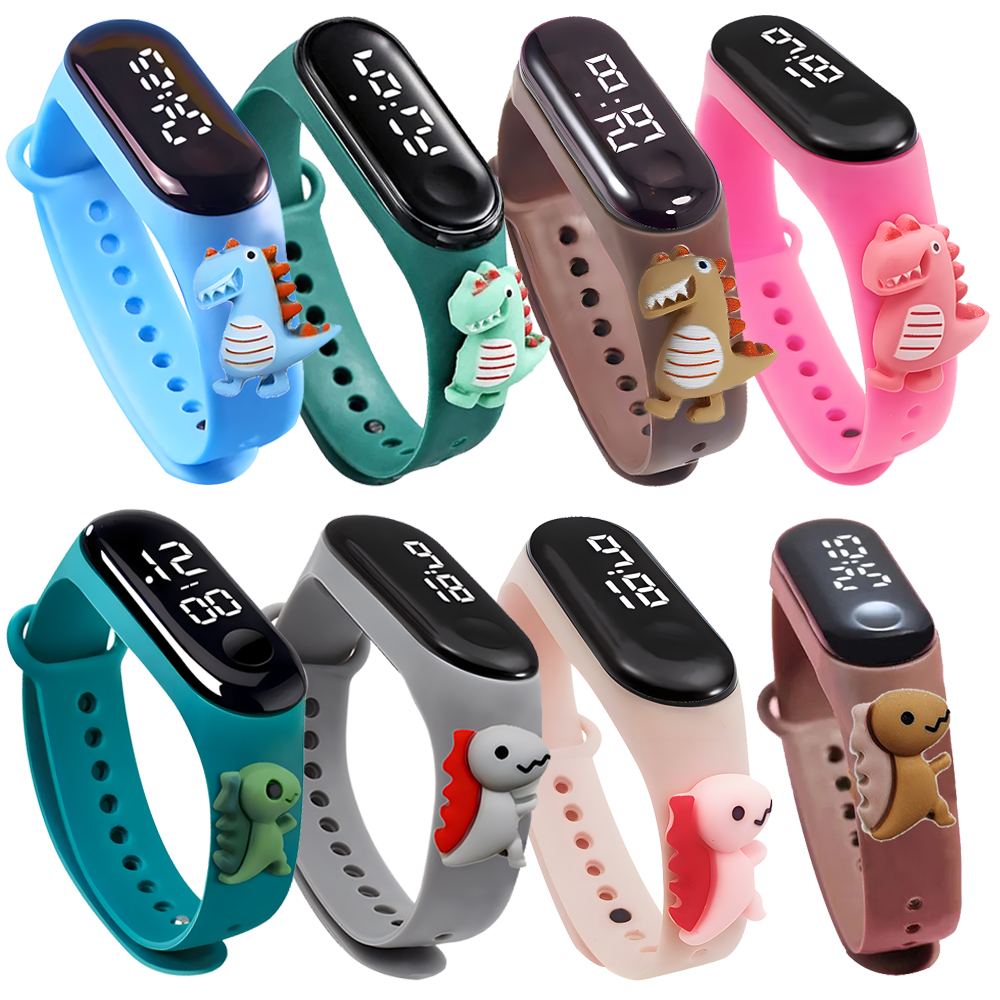 【Popular】Cartoon Dinosaur Toys Children LED Smart Watch Waterproof Outdoor Sports Clock Kids Electronic Watches Baby Learn Time Bracelet