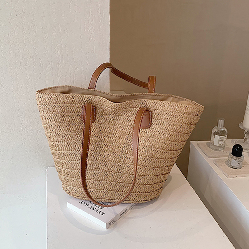【Deal】 Women's Large Capacity Shoulder Bag Summer Straw Basket Handbag Fashion Female Luxury Designer Beach Bag Bali Shopper Tote