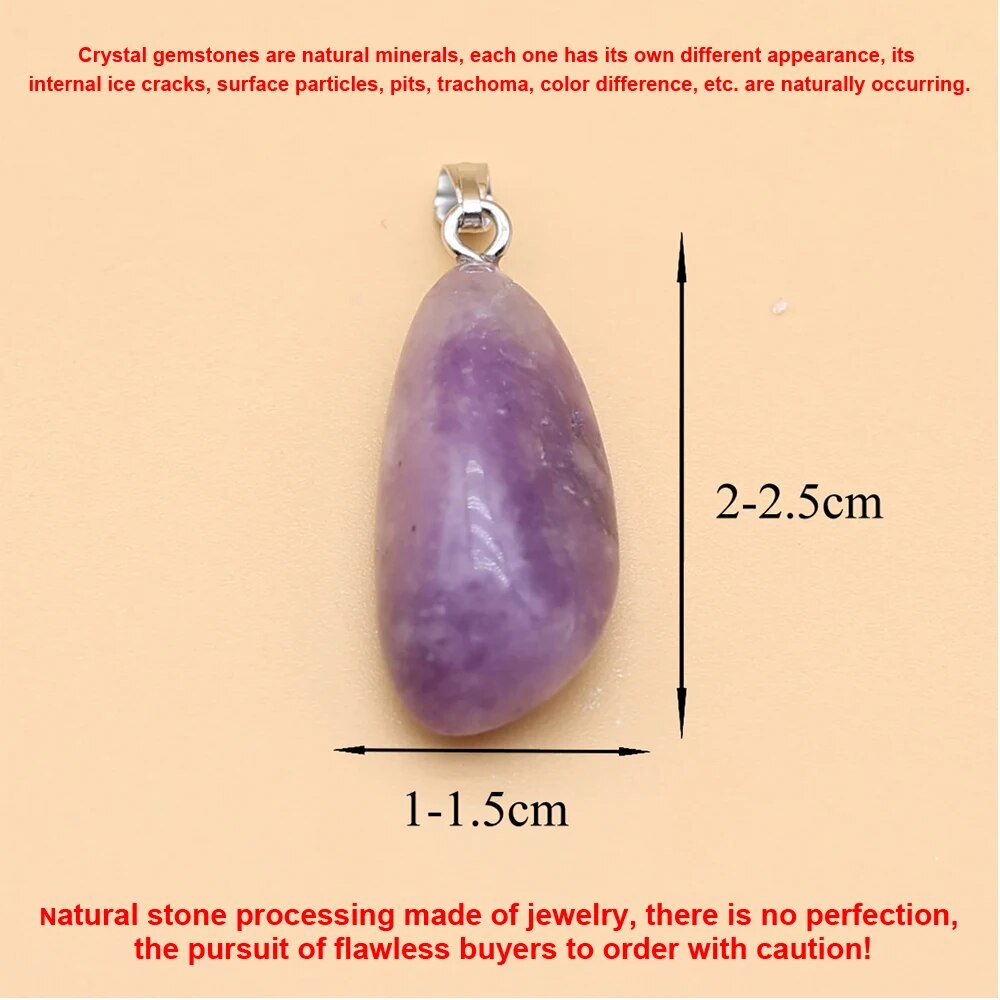 【New release】 5PC Natural Stone Pendant Crystals Amethyst Rose Quartz Smooth Polished Gemstone Charms for Jewelry Making DIY Necklace Earrings