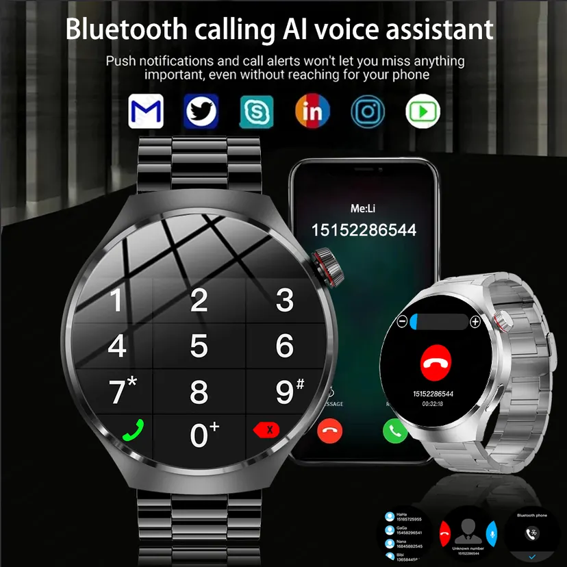 2024 New Model For Watch 4 Pro + Original AMOLED HD Screen NFC Sports Tracker Professional Edition BT Call Men smartwatch