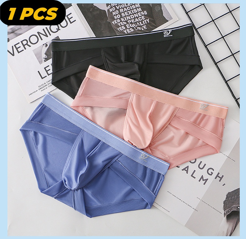 【Best value】 1 PCS Summer New Men's Triangle Underwear Ice Silk Mesh Fabric Breathable Quick Drying Men's Underwear Solid Color Underwear Men