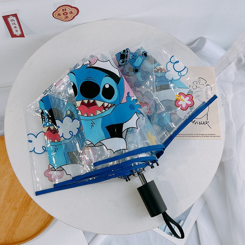 Bizzy Disney Stitch Umbrella Cute Anime Cartoon Fashion Kids Fully Automatic Transparent Folding Umbrella Home Goods Holiday Gifts