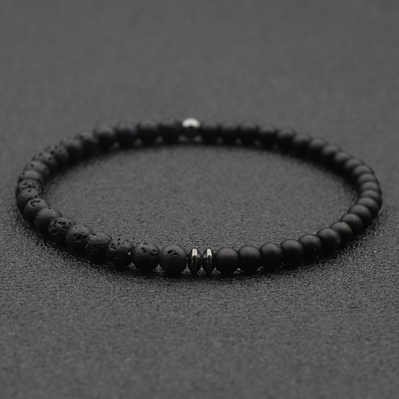 【NEW】 New Fashion 4mm Beads Bracelet Unisex Natural Map Volcanic Stone Braclet Meditation Yoga Hematite Braslet Handmade Jewelry Joias