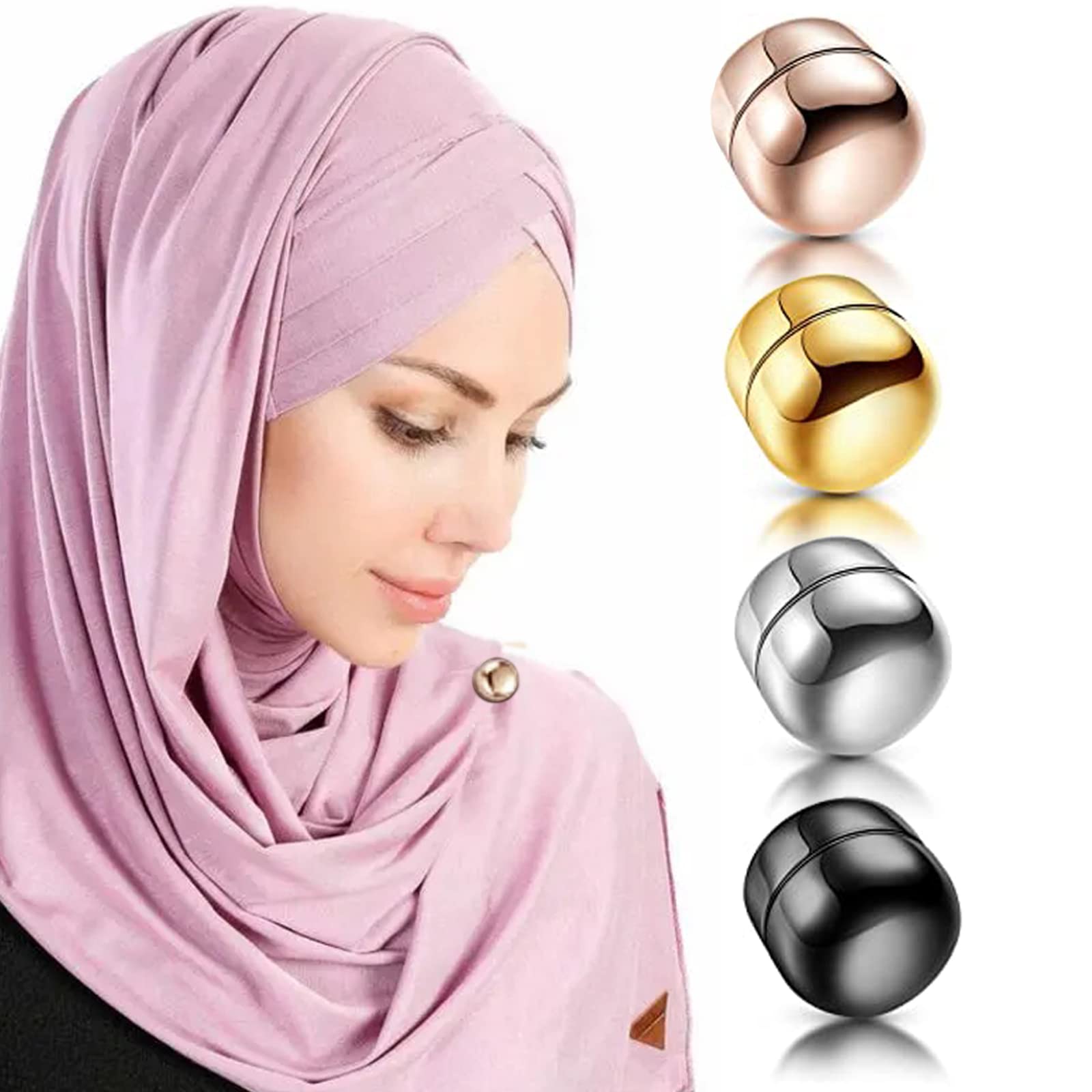 【Deal】 Vibrant Magnetic Hijab Pins Set - No-Sew Colorful Clips for Scarves & Daily Use, Durable Fashion Jewelry Accessory