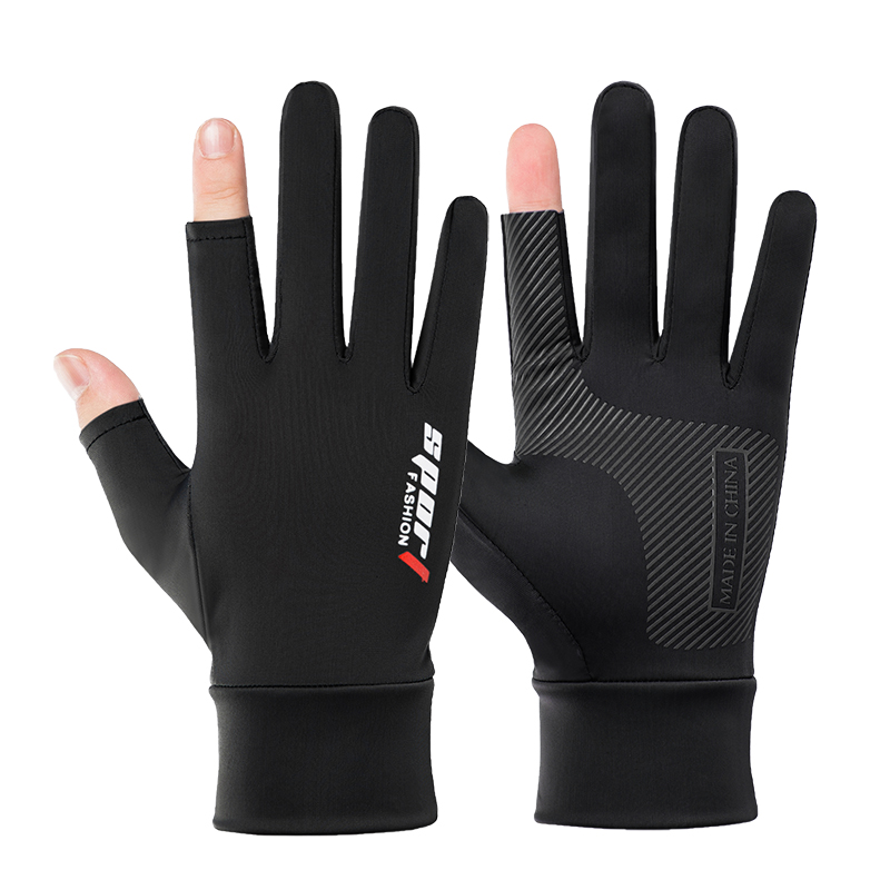 【Deal of the day】 Men's Summer Fishing Gloves Ice Silk Non-Slip Sun Protection Cycling Gloves Thin Anti-UV Outdoor Sports Motorcycle Gloves