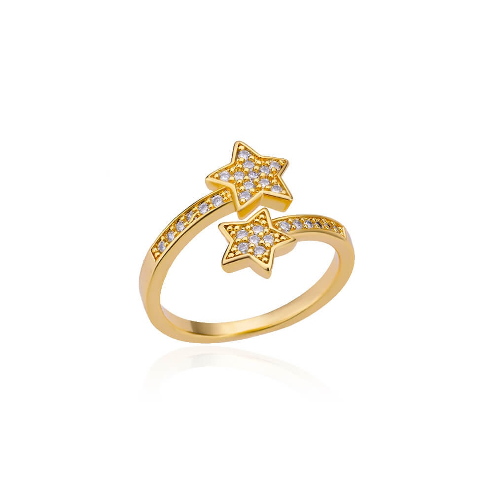 Zircon Double Star Rings For Women Girls Stainless Steel Gold Color y2k Ring 2026 New Trending Wedding Party Aesthetic Jewelry