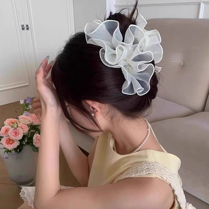 【Top-Rated Product】 1pc spring summer cloud mesh pleated hair claw, high-end minimalist clip,versatile hair accessory for bun hairstlye