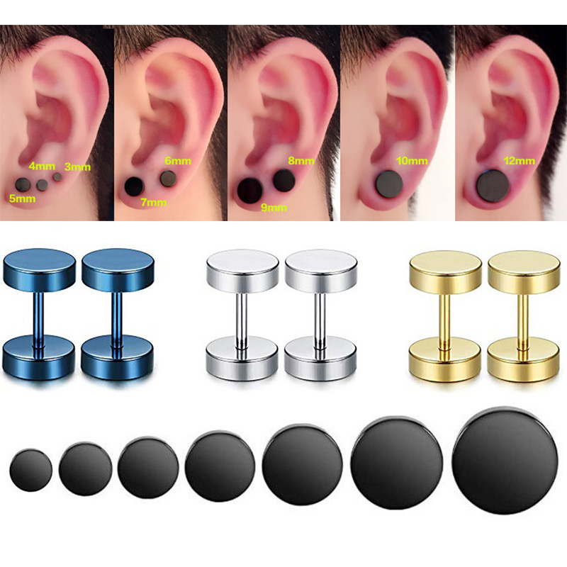 【Best value】 1Pair 316L Stainless Steel Dumbbell Stud Earrings For Women Men, Hip Hop Rock Hypoallergenic Cartilage Tragus Piercing Jewelry