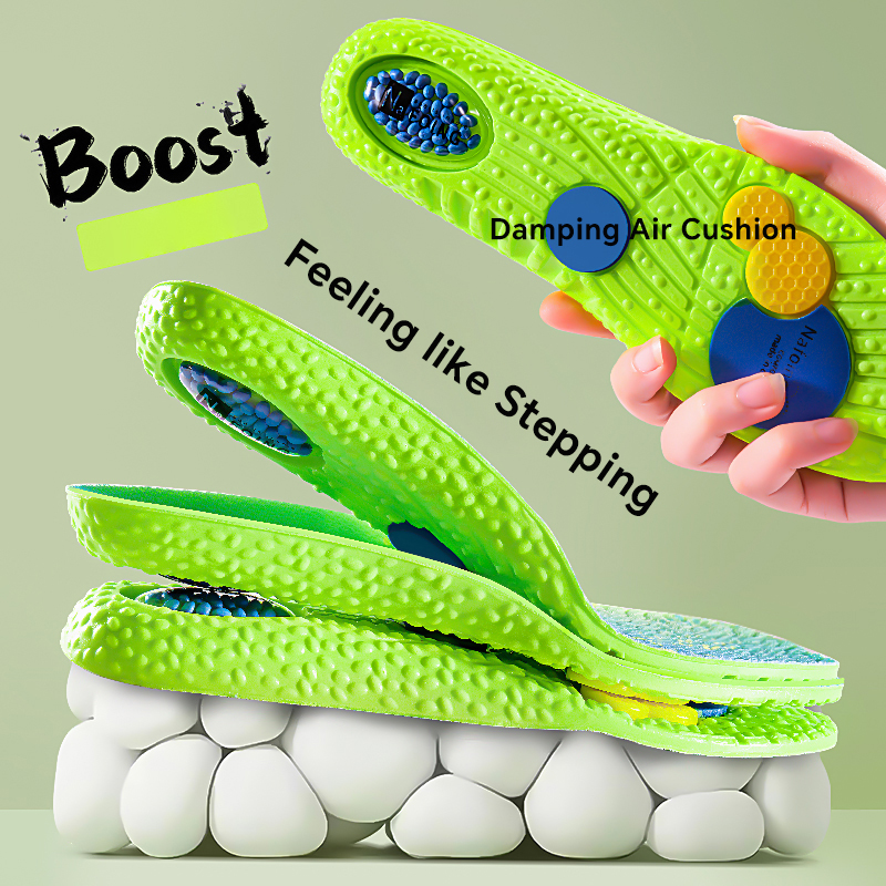 【Stylish】 1 Pair of shock absorption upgrade insoles, new rice burst air cushion, full of elasticity, comfortable, breathable