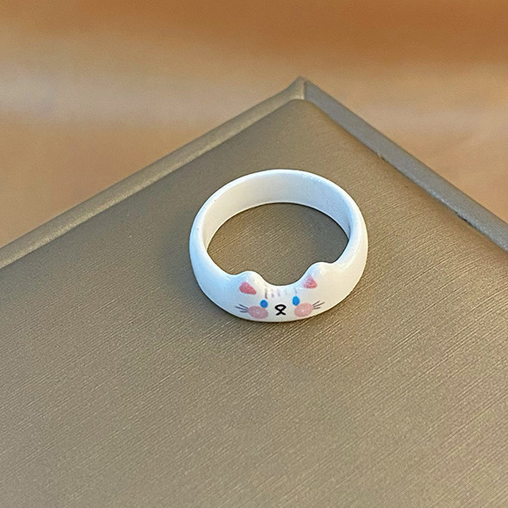2026 Fashionable Creative Cute Cat Drop Glaze Women's Ring Valentine's Day New Year Gift