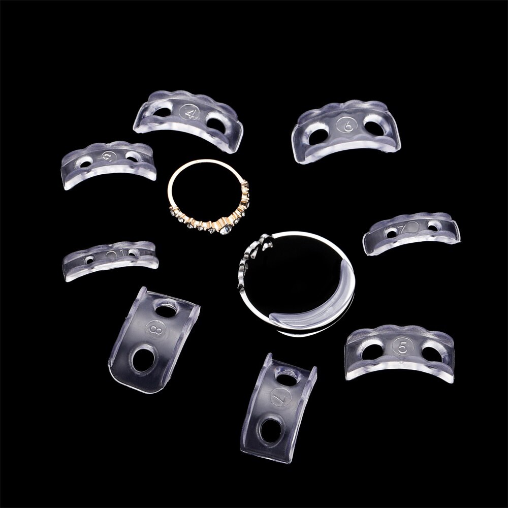 【Be worth】 8 Sizes/box Invisable Wave Ring Size Adjuster Transparent Loose Rings Resizer For Any Rings Jewelry Tools Making