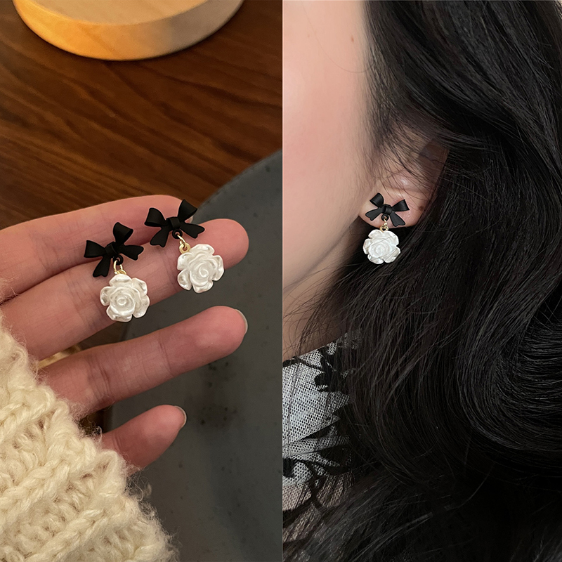 【Special Promotion】 Classic White Rose Flower Drop Earrings Elegant Women Camellia Dangle Earrings Cute Small Party Trendy Jewelry