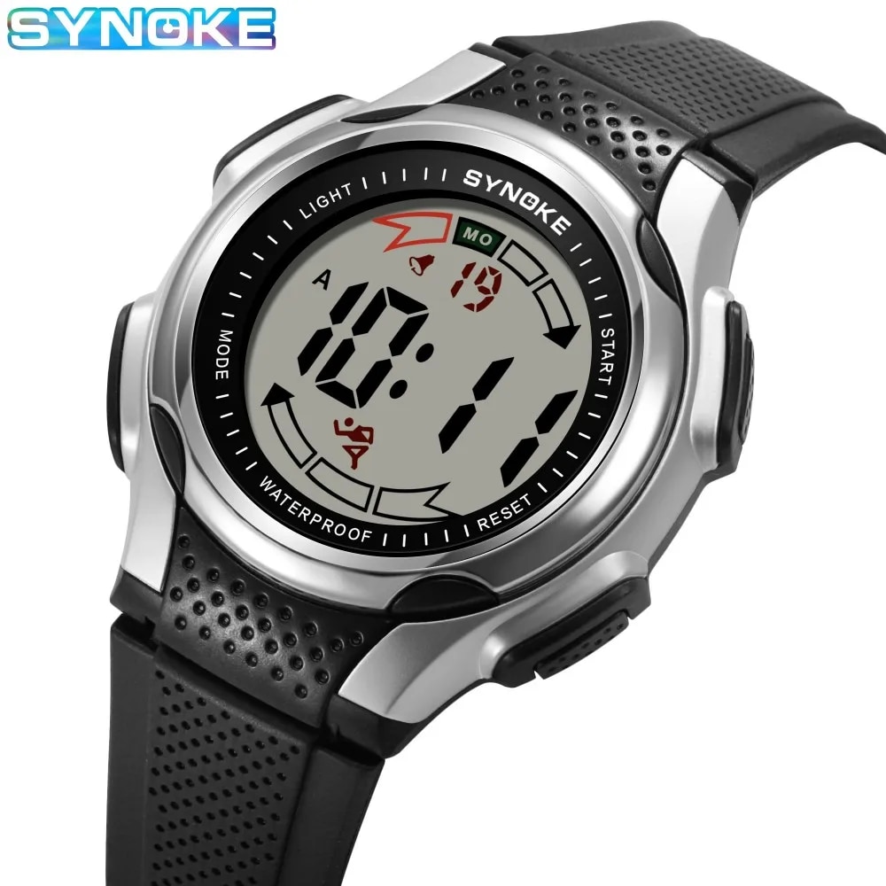 【Innovative design】SYNOKE Watch Outdoor Sports New Models Waterproof Shock Resistant Large Screen Display Luminous LED Digital Watch For Men