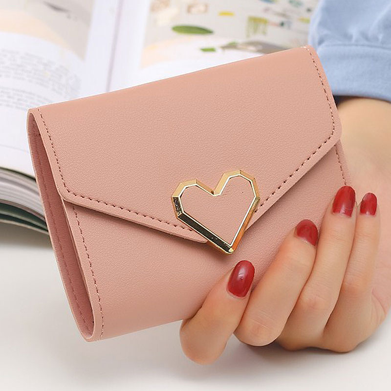 【Top Selling Item】 New Short Women Wallets Kpop Heart-Shaped Cute Small Women's Wallet Slim Simple Female Purse