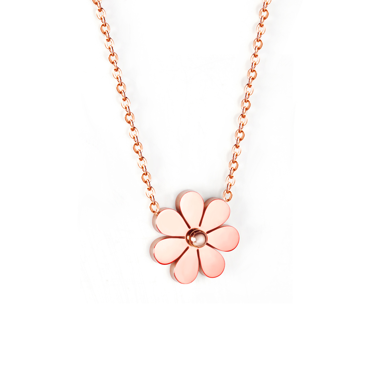 【Must-Have Gadgets】 Elegant Rose Necklace O-Shaped Stainless Steel Chain Sweet and Cute Simple Jewelry Waterproof Girls' Gift Accessory