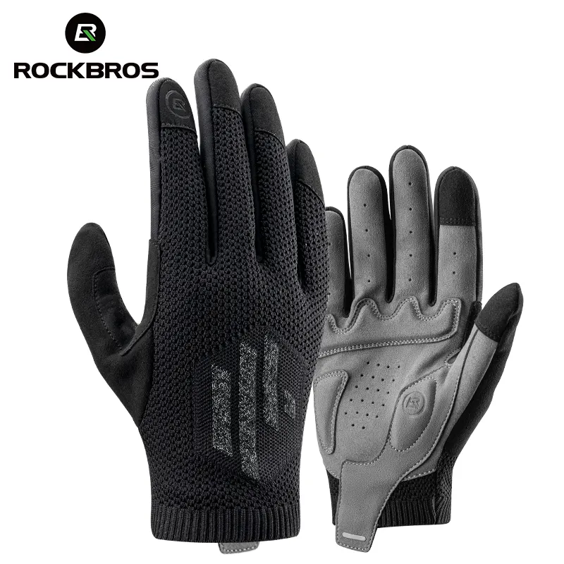 ROCKBROS Cycling Full Fingers Gloves Comfortable Elastic Touchscreen Knit Riding Gloves for Men and Women Cycling Clothing