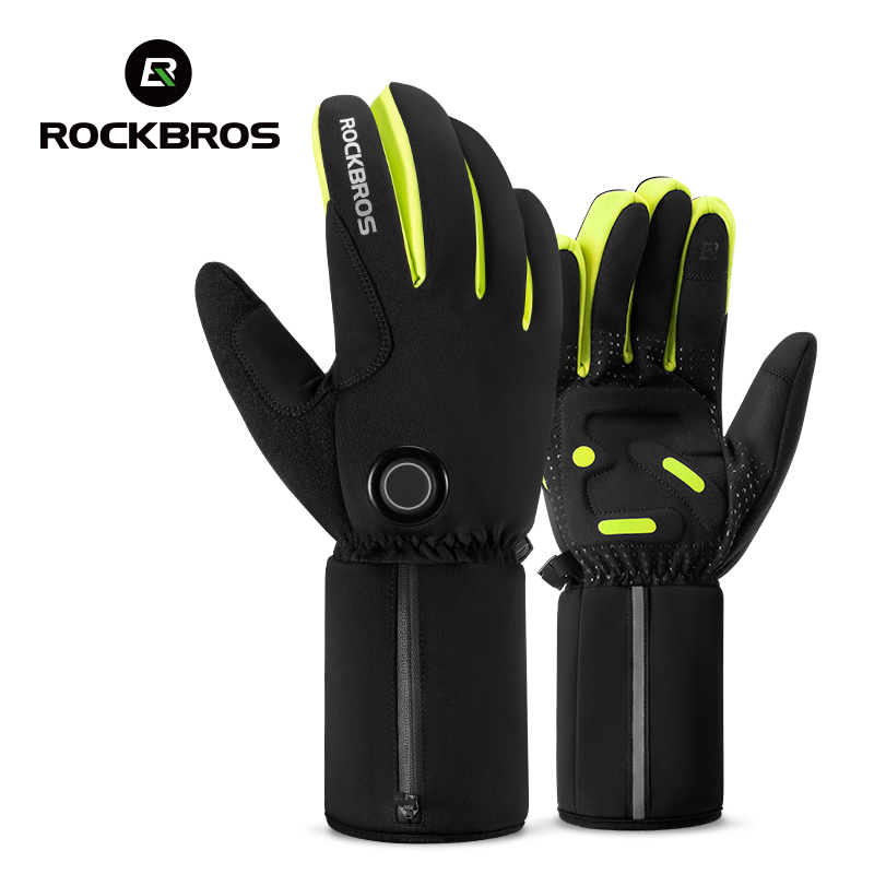 ROCKBROS Induction Heating Cycling Gloves Touch Screen Warm Windproof Softly Charging Heating Gloves Winter Motorcycle Bicycle Outdoor Sports Equipment