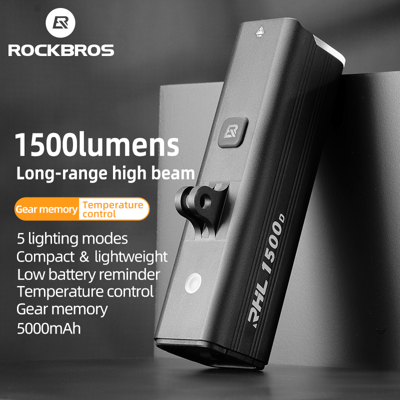 ROCKBROS Bike Light Hoisting Headlights Multifunctional 1500/1000 lumens Flashlight Type-C Rechargeable MTB Front Lamp Bicycle Light