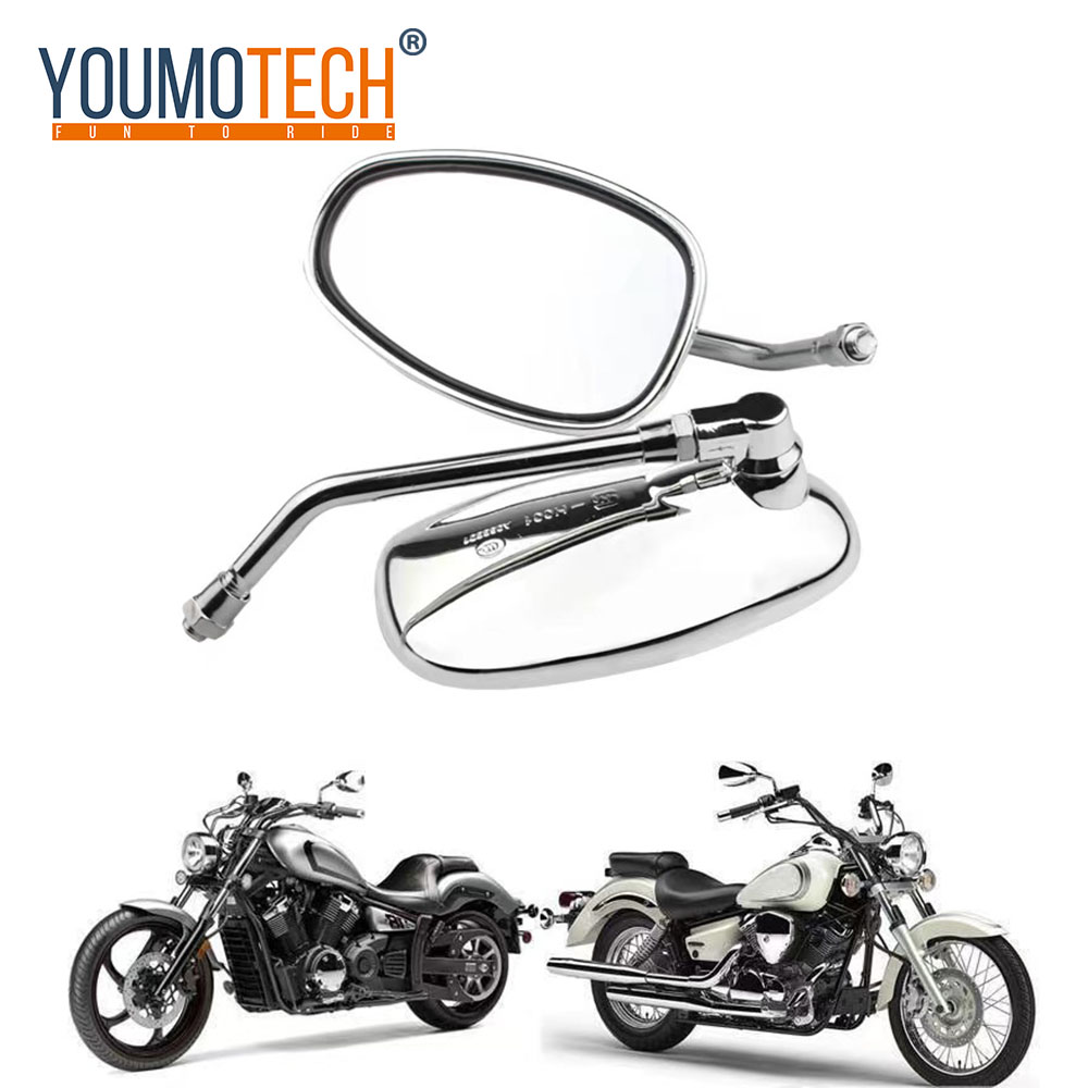 1 Pair 10MM Retro Style Universal Rearview Mirror for Motorcycle E-Bike ATV Galvanized Silvery Rear View Mirror Side Mirror