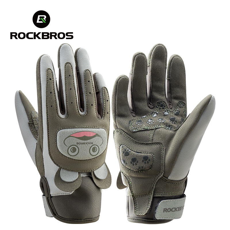 ROCKBROS Children Cycling Gloves Wear Resistant Anti-Slip Safety Comfortable Children Full Finger Gloves Skateboard Cycling Outdoor Sports Equipment