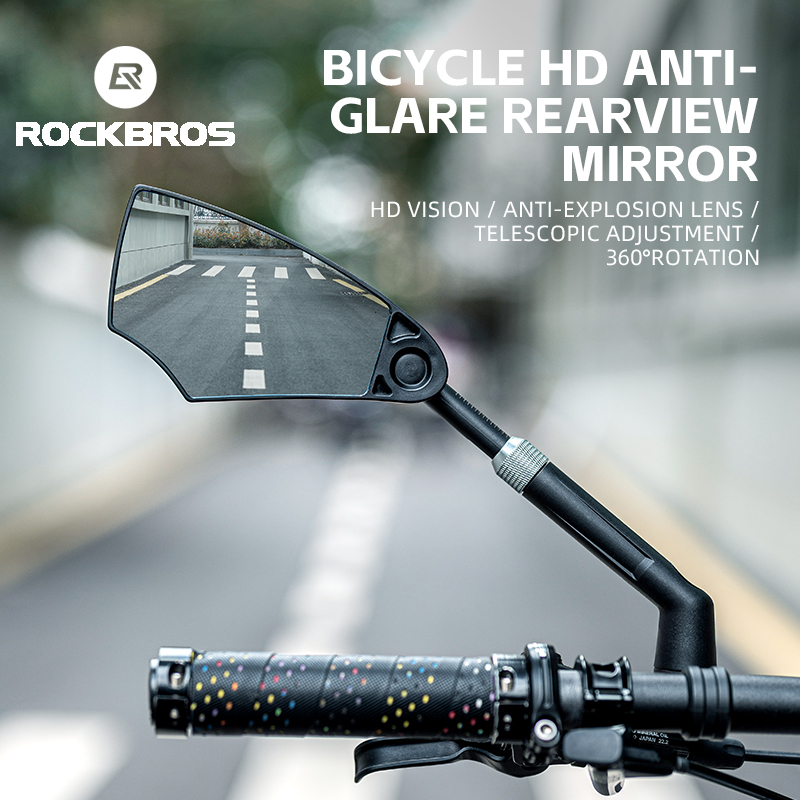 ROCKBROS Bicycle Rearview Mirror MTB Cycling Road 360° Rotatable Universal Scooter Safety HD Adjustable Handlebar Mirror Wide Range View Reflector