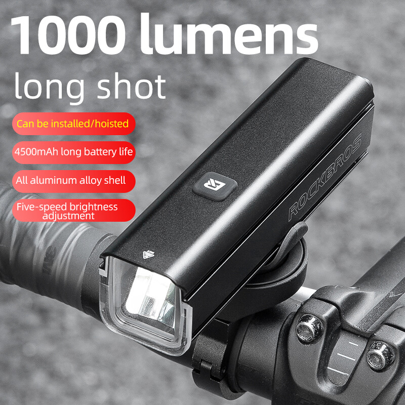 ROCKBROS 1000LM Bike Light Front Lamp Rechargeable LED 4500mAh Bicycle Light Waterproof Headlight MTB Road Bike Flashlight Cycling Light