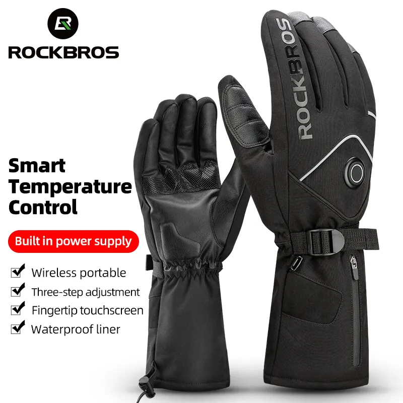 Heated Gloves Winter Thermal Motorcycle Heating Gloves Waterproof Touch Screen Riding Long Finger Gloves