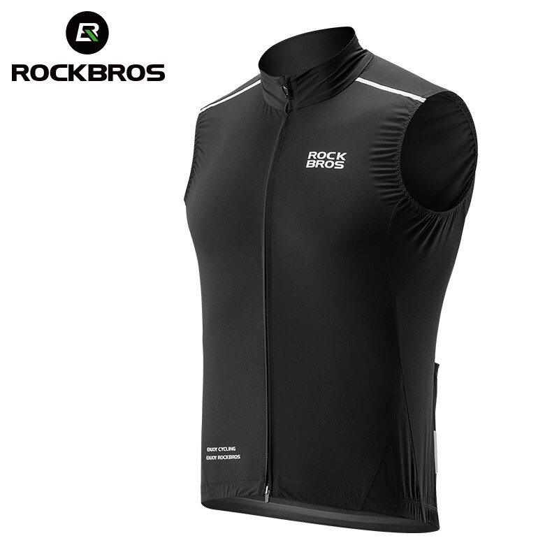 ROCKBROS Cycling Vest Windproof Lightweight Sleeveless Bicycle Vest Breathable Quick-drying Reflective MTB Road Bike Jacket With YKK Double Zipper Sport Clothing
