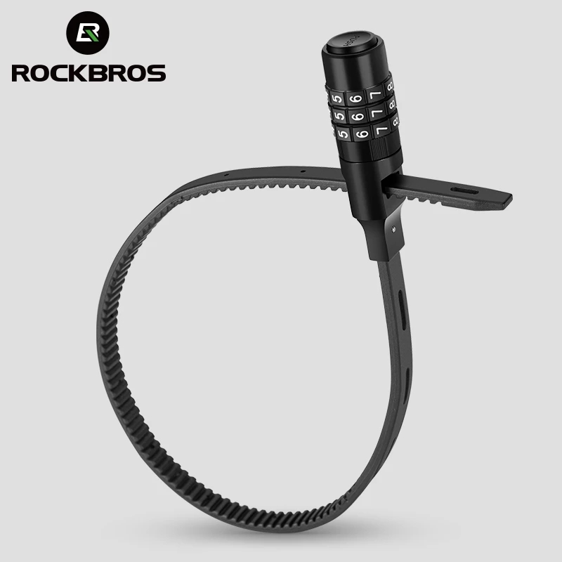 ROCKBROS Bicycle Lock 3 Digit Password Helmet Lock Anti-theft Portable Security Steel Chain Cycling Lock for Mountain Rode Bike