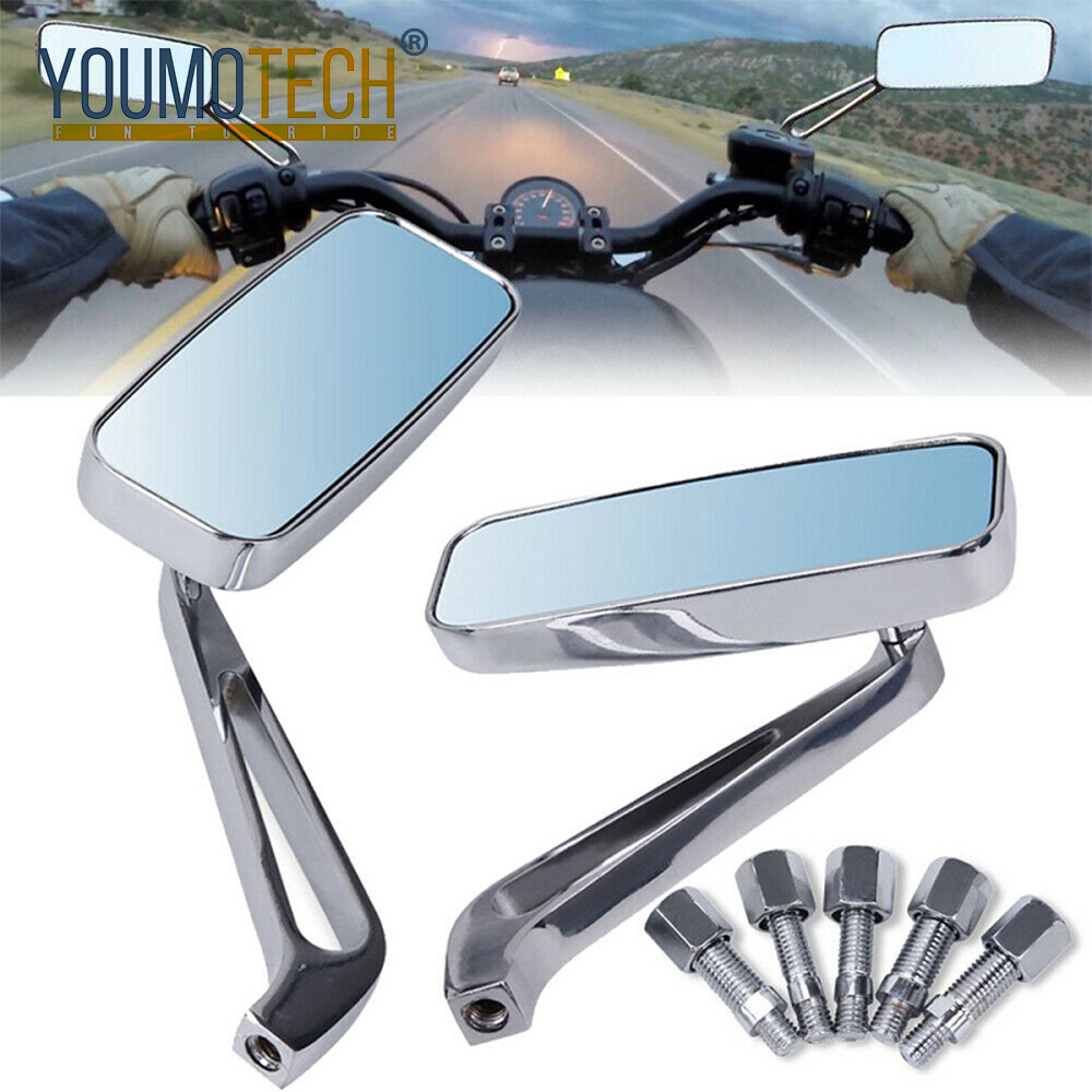 Black/Chrome Retro Motorcycle Side Mirrors Aluminum Alloy Universal 8/10MM Cruiser Chopper Moto Rear View Mirror For Harley Dyna