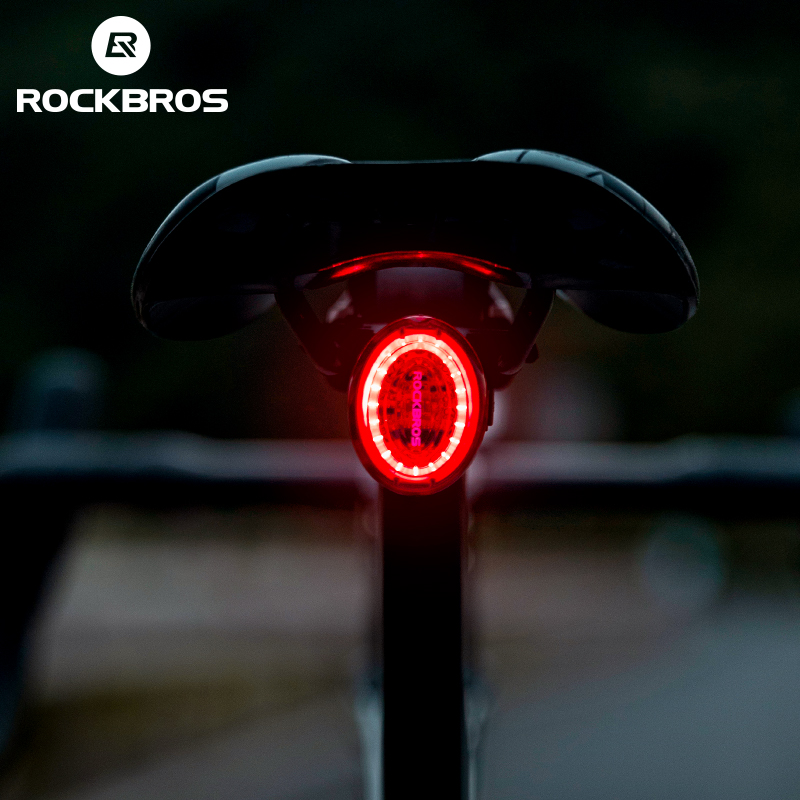 ROCKBROS Bicycle Taillight Smart Brake Sensor Wireless Charging IPX7 Waterproof MTB Road Bicycle Night Riding Accessory Safety Warning Light
