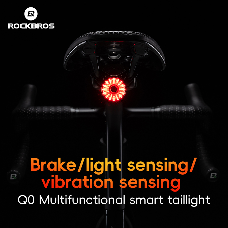 ROCKBROS Cycling Taillight Waterproof Smart Brake Sensing Multifunctional Bicycle Light Type-C Charging Night Riding Safety Lighting Equipment