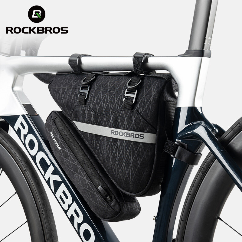 ROCKBROS Bicycle Triangle Bag Detachable Versatile Reflective Large Capacity Frame Handlebar Bag for Road Bike MTB Bike Accessories