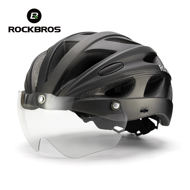 ROCKBROS Bike Helmets Adjustable Head Circumference Helmets With Detachable Goggles Colour Changing Lenses Mens MTB Road Trial Cycling Helmet 57-62 CM