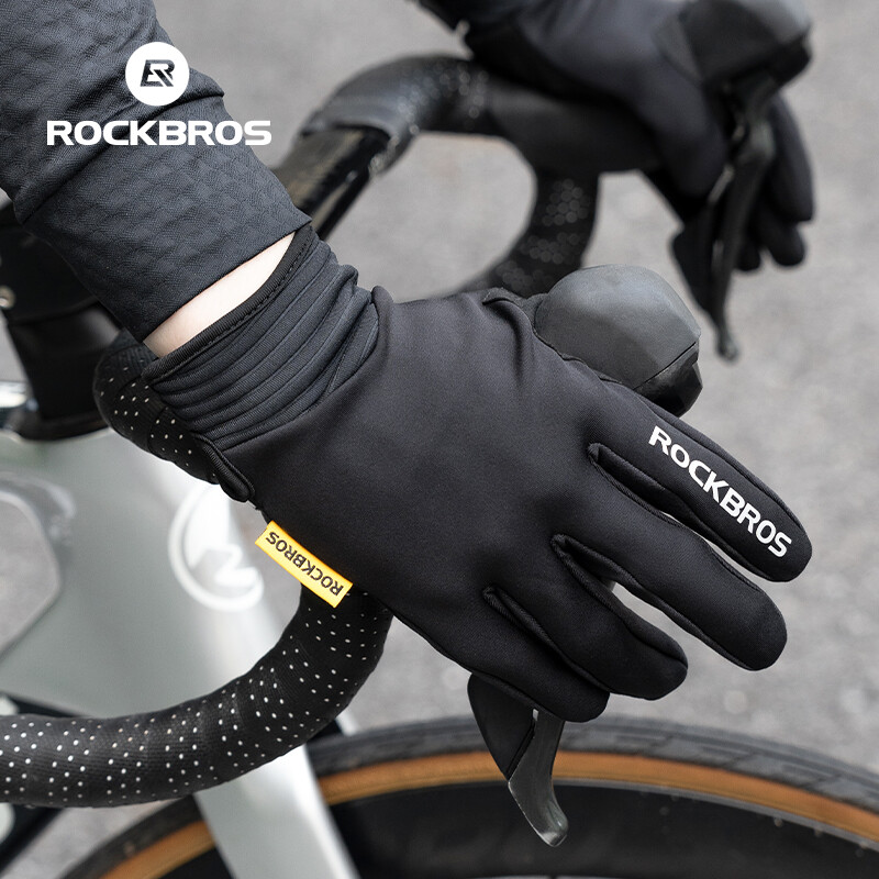 ROCKBROS Motorcycle Riding Gloves Full Finger Anti-slip Keep Warm Windproof Cycling Winter Men's Gloves