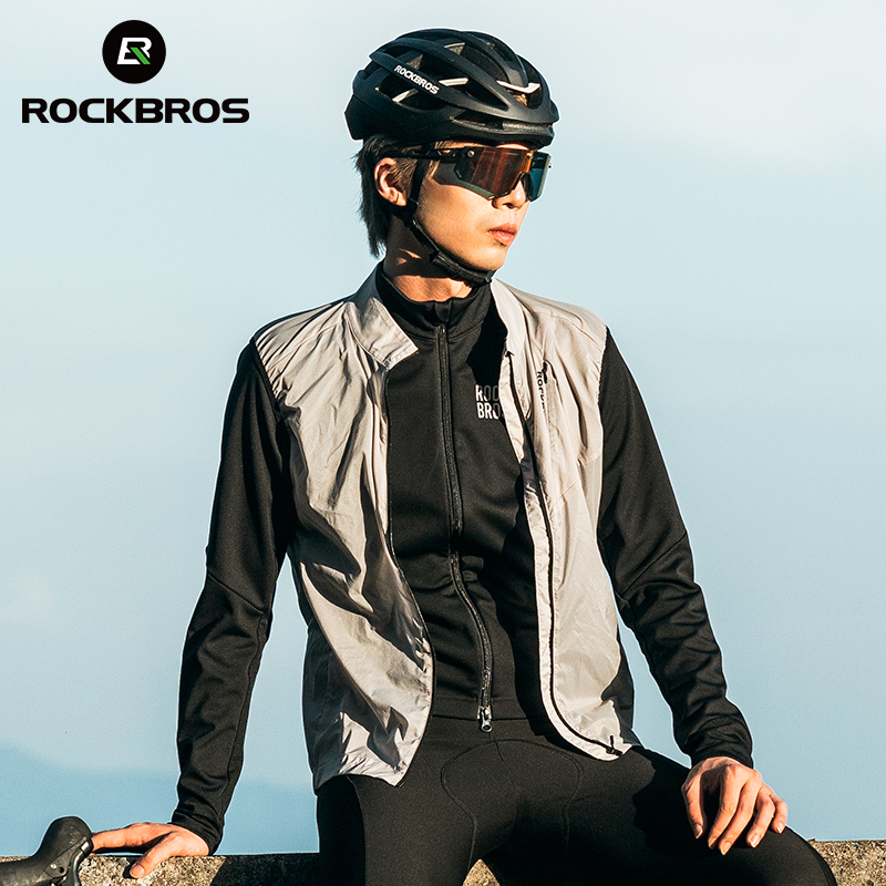 ROCKBROS Cycling Vest for Men and Women Reflective Elastic Breathable Jersey Running Windproof Sports Clothing