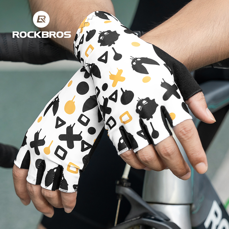 ROCKBROS S099 New Cycling Gloves For Men Women Road Bike Bicycle Sponge Pad Half Finger Glove Shockproof L size Grey