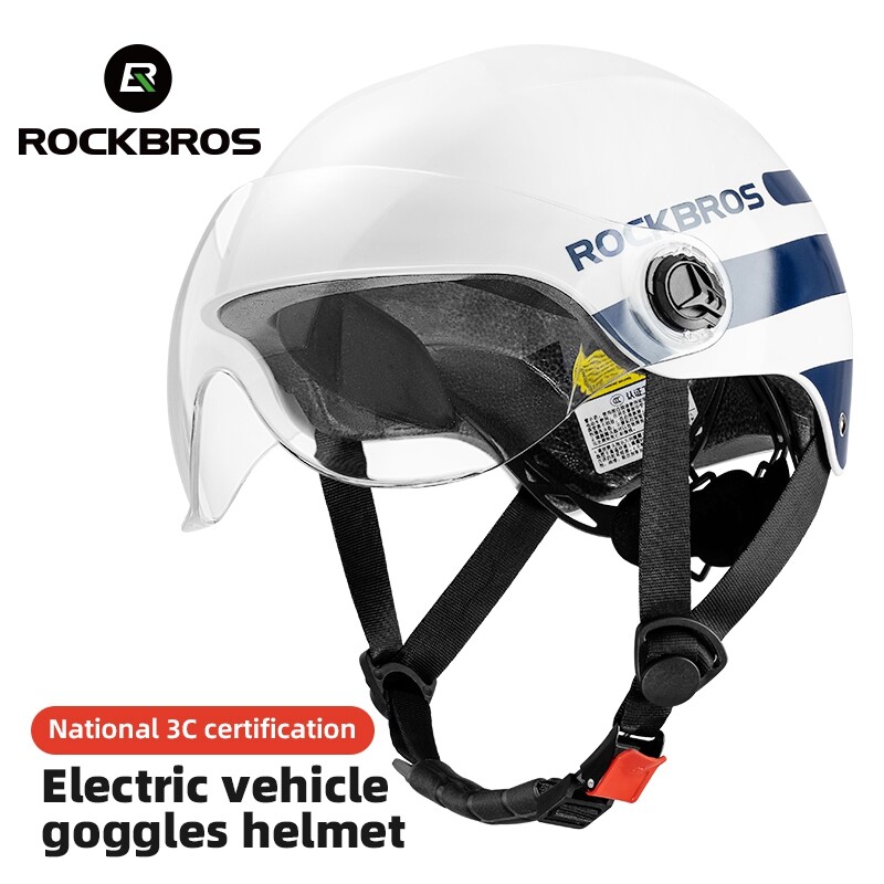 ROCKBROS Electric Motorcycles Helmets with Goggles Motercycle Safety Helmet Protection Cycling Men Women MTB Road Bike Helmet