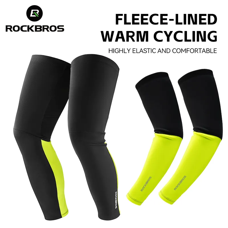 ROCKBROS Autumn Winter Arm And Leg Sleeves Warm Windproof Moisture-Wicking Long Sleeves Unisex Running Bicycle Motorcycle Cycling Outdoor Equipment