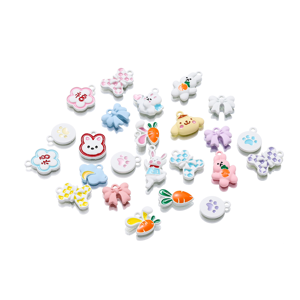 St. Kunkka 4-10pcs Alloy Cute Multiple Styles Rabbit Carrot Pendant Non-Allergic Spray Paint For DIY Necklace Bracelet Cat Claw