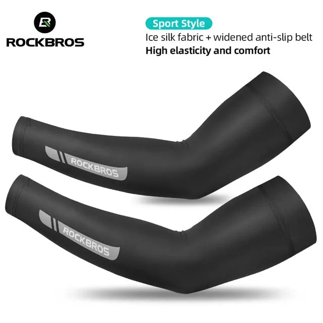 ROCKBROS Arm Sleeves for Men Ice Silk Anti-UV Sun Protection Long Handsock for Cycling Motorcycle Camping Fishing Hiking Outdoor Sports Arm Sleeves